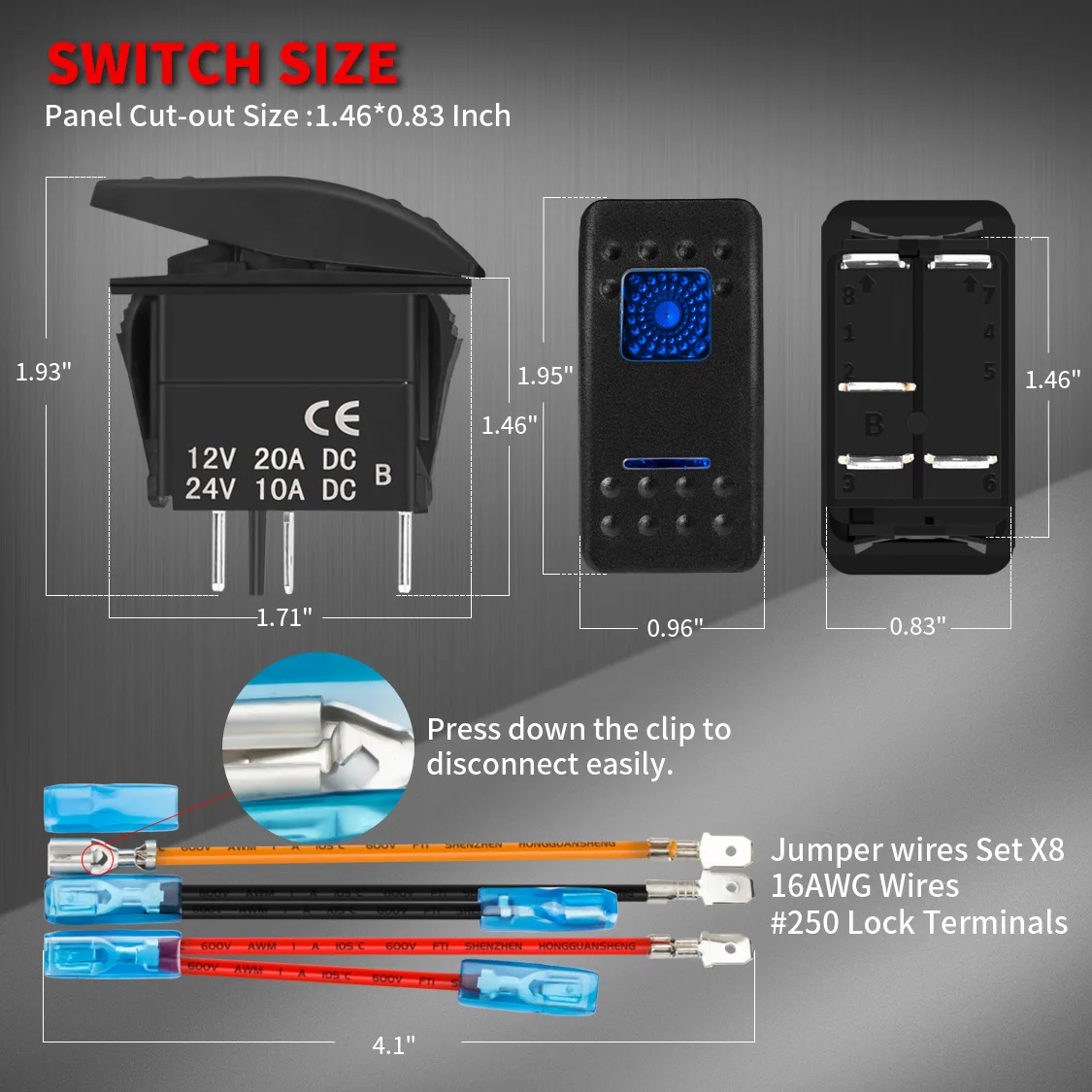 12V 5Pin SPST 2Positions Rocker Switch on OFF Waterproof Marine Rocker ...