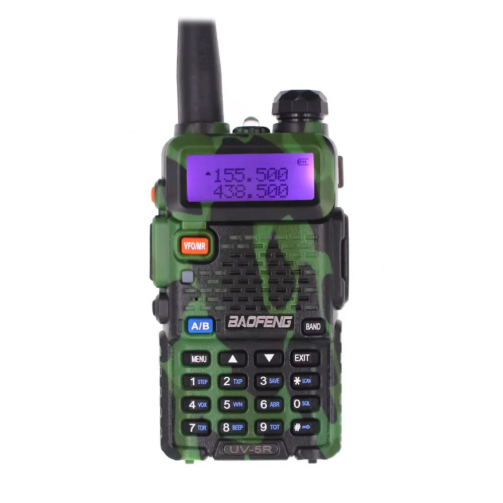 Baofeng UV5R 5W UHF/VHF dual band amateur camou Walkie Talkie UV5R 5W handheld radio UV5R 5W powerful Baofeng two-way radio