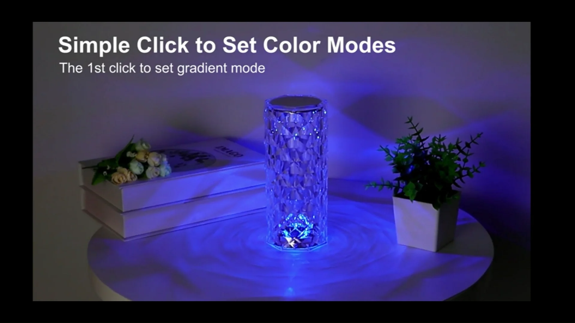 Led Rose Crystal Table Lamp Shadow Effect Acrylic Shiny Rgb ...