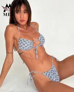 MLY  Customized New Fabric Bikini Women Fashion Swimwear Print Bikini Sets Swimsuit