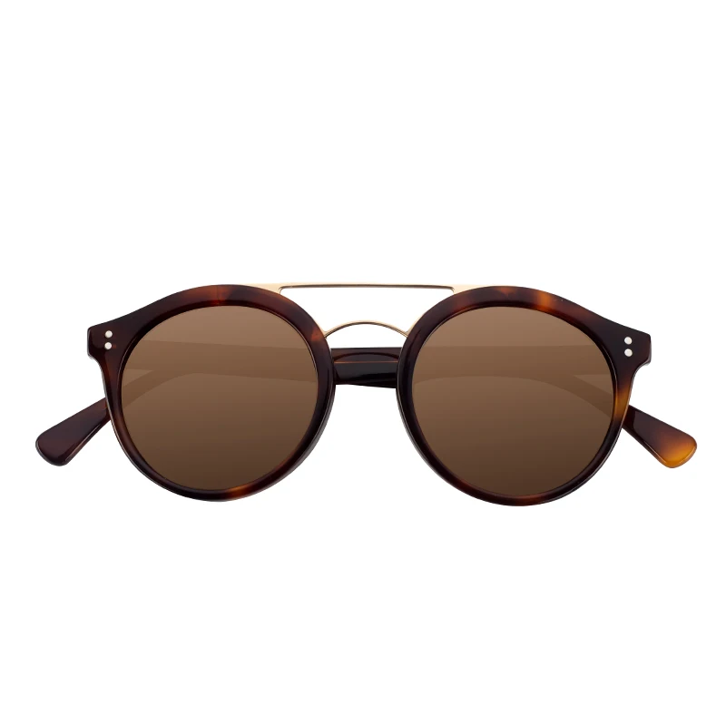 Latest Women Oversize Round Double Bridge Fashion Acetate Fiber Frame Sunglasses