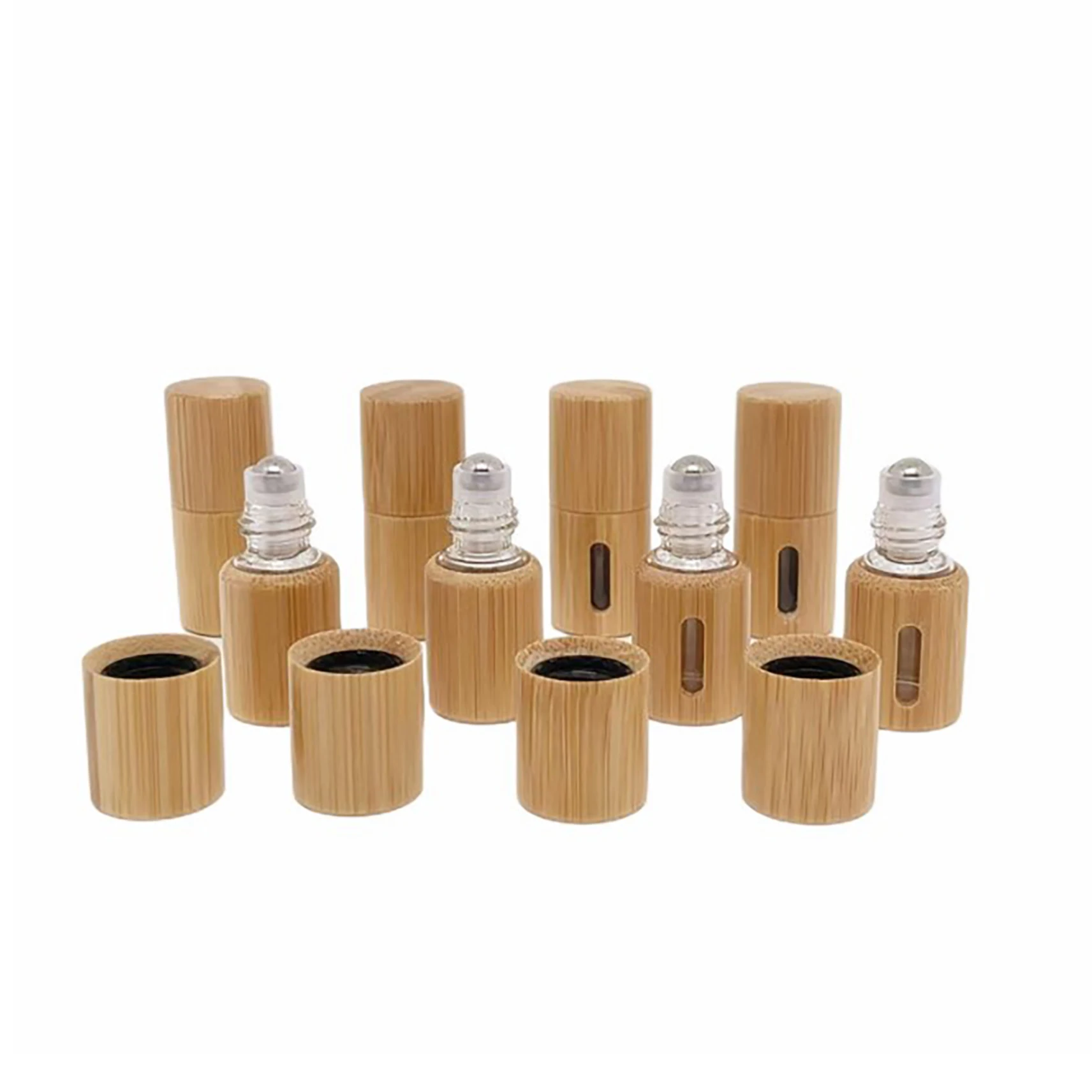 1ml 3ml 5ml 10ml Bamboo wood rollerball bottle essential oil bottle aroma essences roller perfume bottle with wood cap