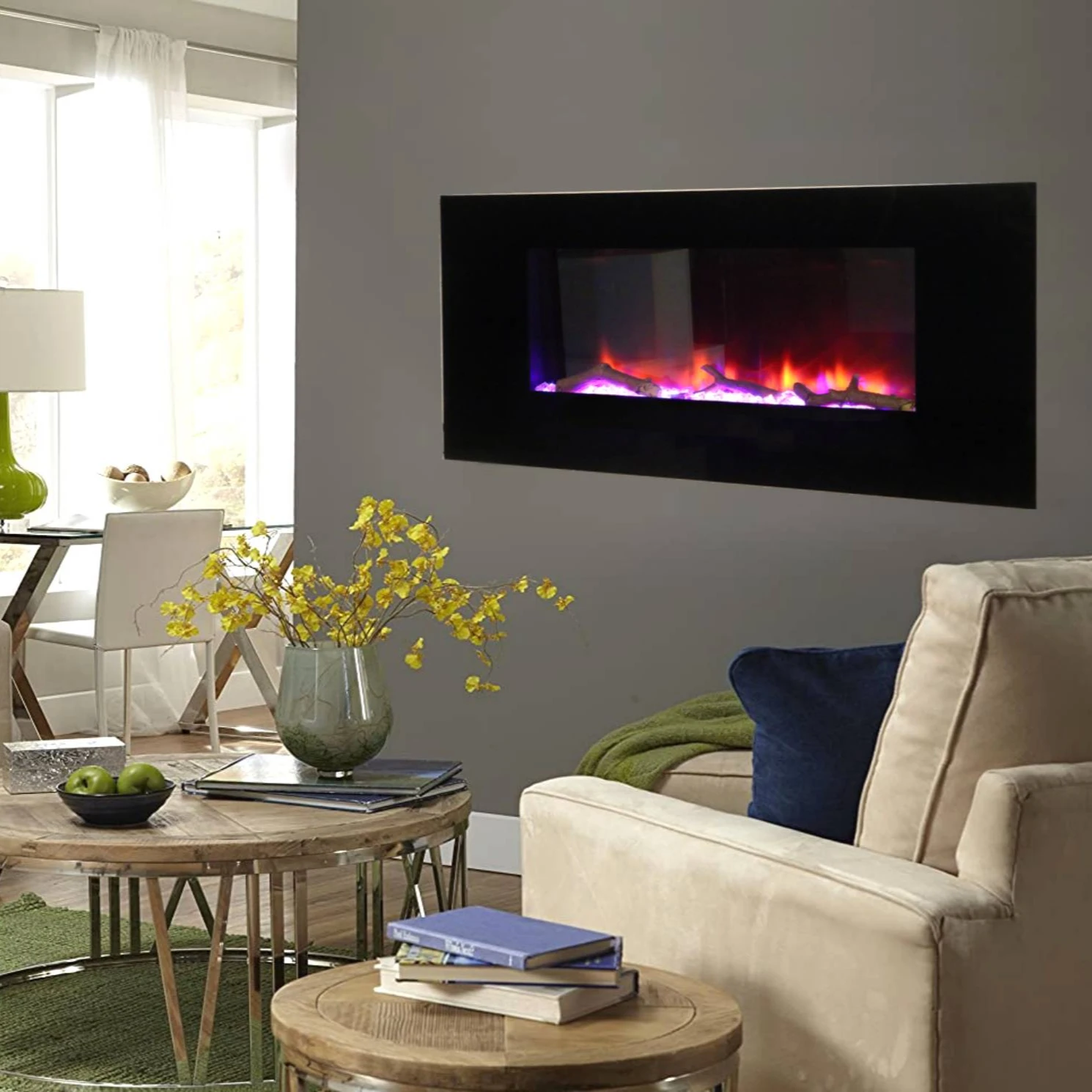 42" Modern Wallmounted Electric Fireplace Heater With Speakers Buy