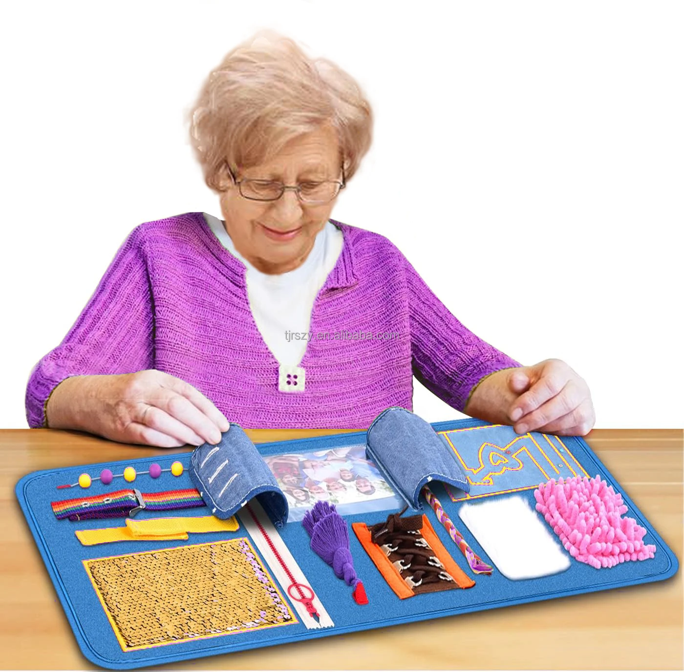 Fidget Blanket for Elderly Adults and Seniors, Gift Game and Toy for Alzheimer's or Dementia Busy Blanket