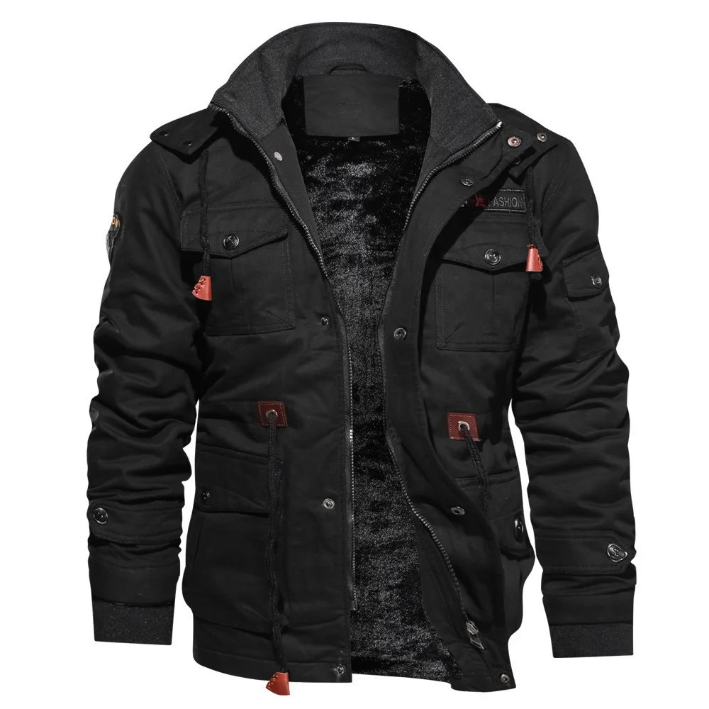 Stock Wholesalers 2024 Fashion Winter Warm Outdoor Coats Pockets Zipper Fleece Plus Size Men'S Jackets_voghion.com