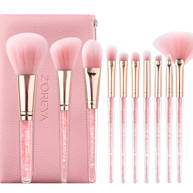 Zoreya Makeup Brush Set 12pcs Pink Makeup Brushes Travel hot Set With Holder