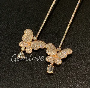 Custom 9K/10K/14K/18K Gold Butterfly Diamond Earrings for Women - IGI Certified Lab-Grown Round Cut Dangle Design