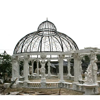 Manufacturer Supplies Price Classic Design Outdoor Garden Decoration Stone Pavilion Marble Gazebo With Column