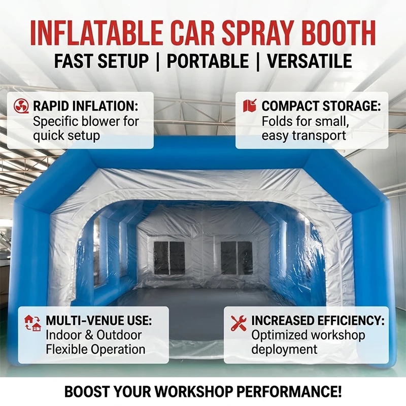 Inflatable Car Paint Booth Portable Spray Booth for Automotive Body Painting Repair Workshop with PVC Fabric and Air Filtration