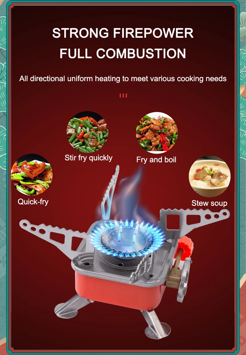 Outdoor Hiking Mini Square Stove Portable Folding Windproof Camping Gas