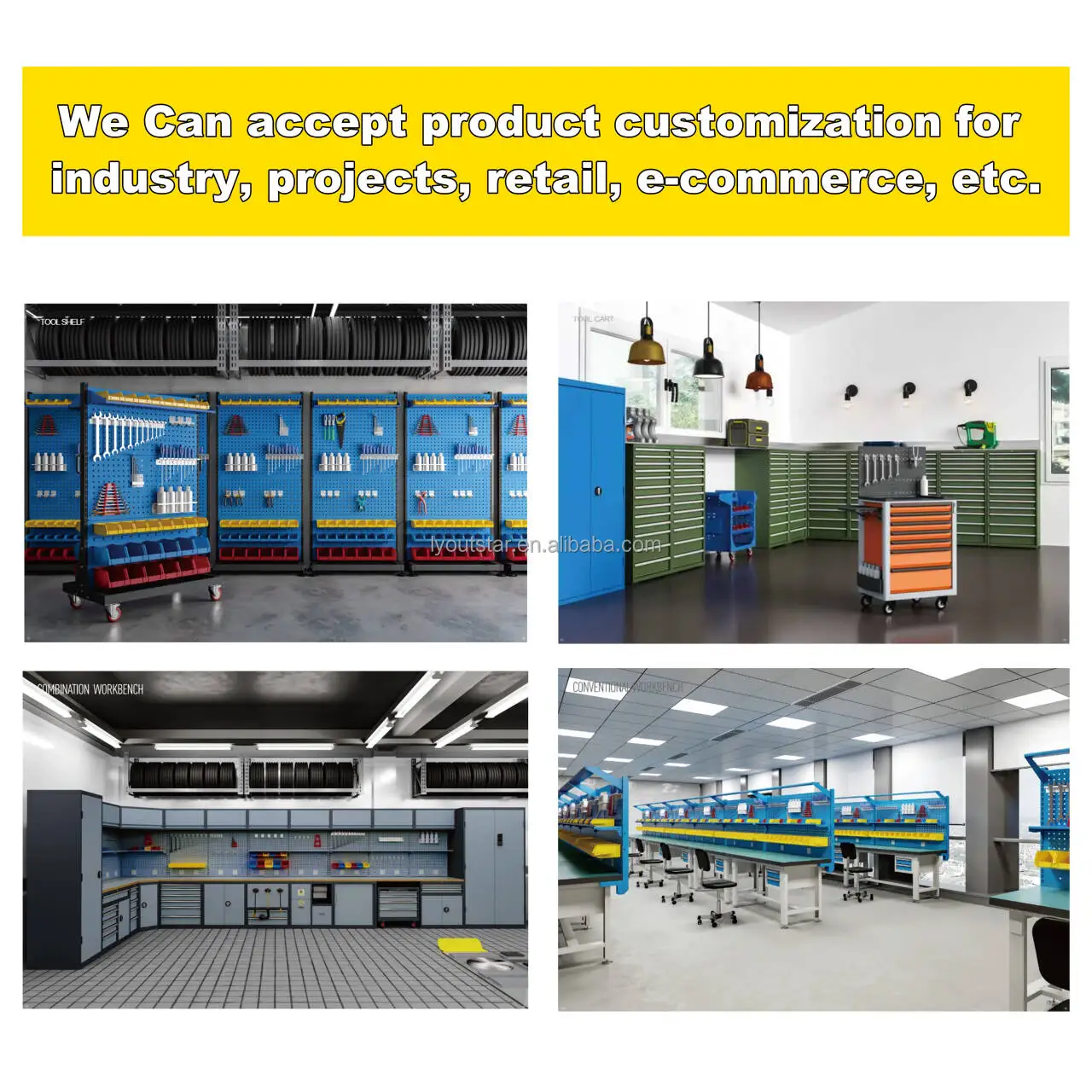 Multi-Function Steel Rolling Workbenches for Garages & Workshops Wheeled Storage Tool Chest Cabinet Hardware Tools