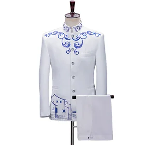 Zhongshan Suit Men's New Stand Collar Slim Fitting Chinese Style Tang Suit Chorus Performance Wear