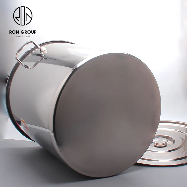 Cheap hotel stainless steel multi capacity soup container dinnerware heavy duty custom restaurant catering deep soup stock pot