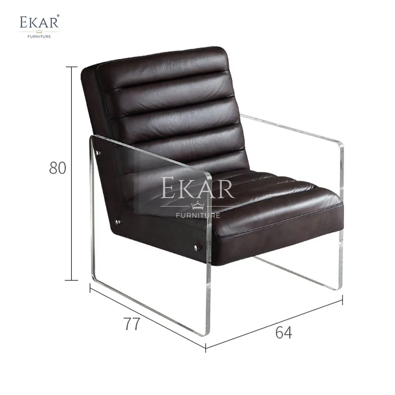 product new faux leather living room lounge chair with acrylic armrests modern chair-64