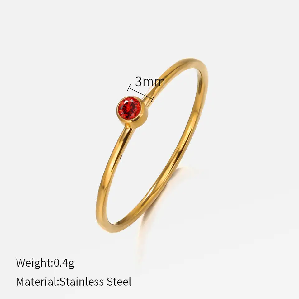 18K Gold Plated Diamond Birth Stone Ring Women Zircon Birthstone Ring