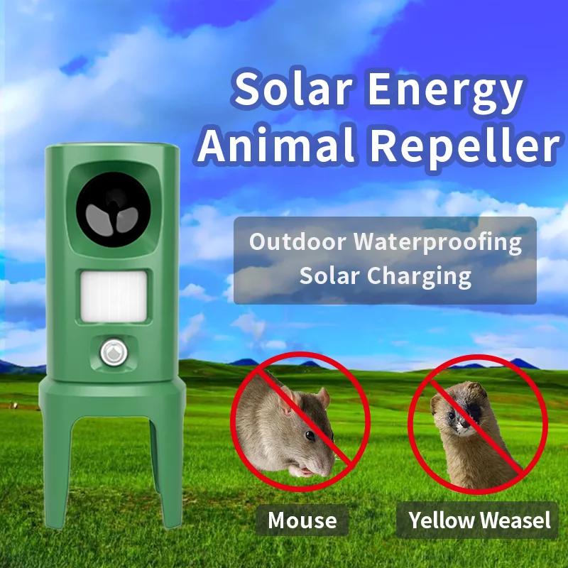 SAIJZEK Patent OEM ODM New Arrival Outdoor Pest Control Products Solar Animal Repeller Portable Ultrasonic Cats Repellent