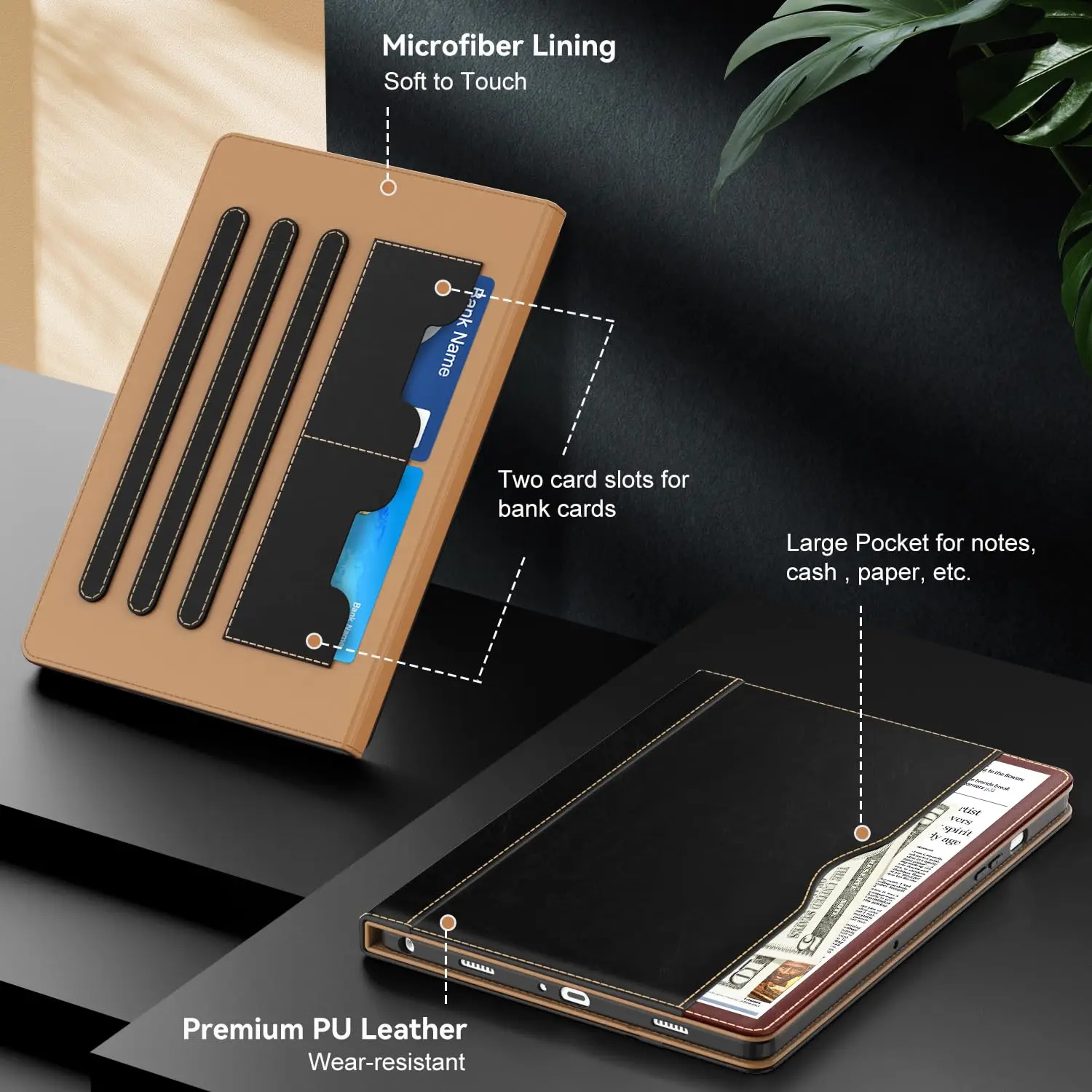 product laudtec case for samsug galaxy tab a9 plus u leather folio cover multi angle stand pen holder auto wake sleep case-5