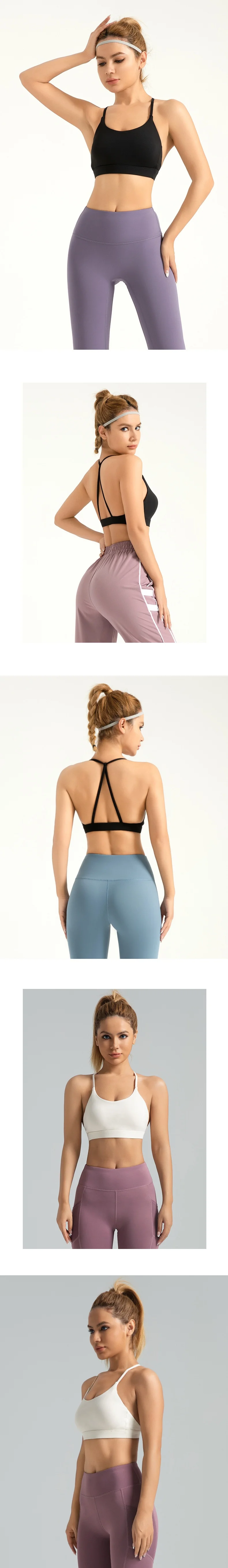 Custom logo Sports Fitness Yoga Wear Solid Colors Crisscross Sport Bra Workout Backless Bra High-Strength Running Yoga Bra details