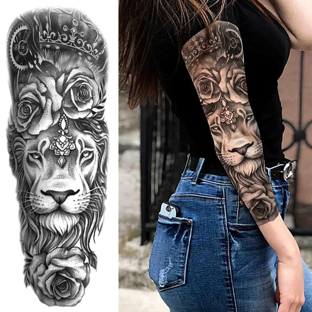 Waterproof Temporary Tattoo Sticker Big Tiger Lion Wolf Rose Arm Tattoo  Hipster Tattoo Man Woman Tattoo Body Tattoo Art Tatuajes - Temporary Tattoos  - AliExpress