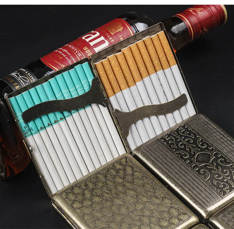 cigarette stub box Aluminum Metal Tobacco Holder Cigarette Case Storage Pocket Box for 20  Cigarette
