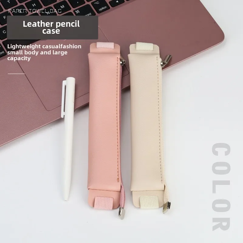 Elegant Personalized PU Leather Notebook Strap with Zipper Pencil Case and Pen Bag for Gift Advertising