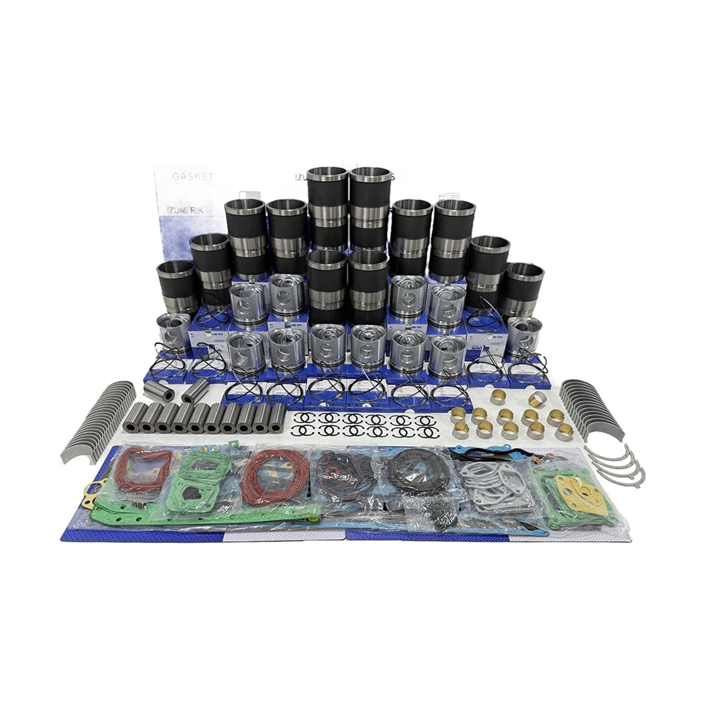 IZUMI RIK S6A12V140 Kit di revisione motore con kit guarnizioni, cuscinetti di banco e di biella con rondella di spinta per Komatsu