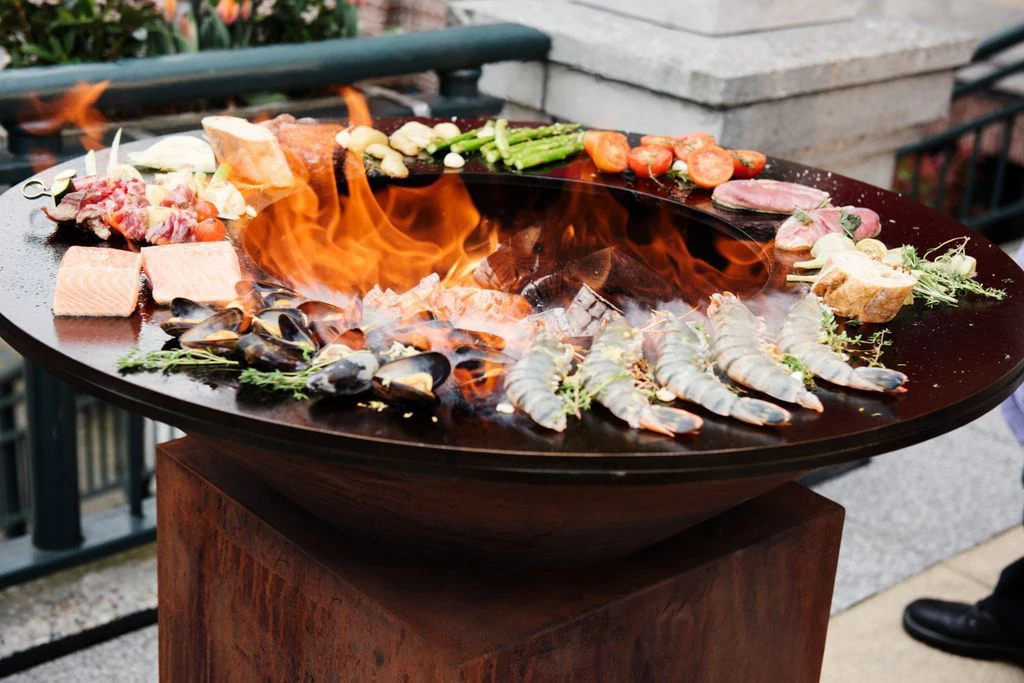 Outdoor Barbeque Corten Steel Fire Pit Bbq Grills For Backyard Corten