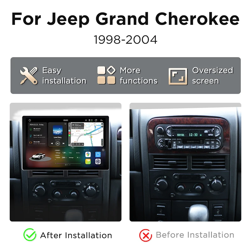 Junsun X9 Carplay Android Autoradio per Jeep Grand Cherokee Ll 1998-2004 Lettore DVD per auto 2K QLED 2000*1200P 7870 2.7GHz 5G/4G LTE_voghion.com