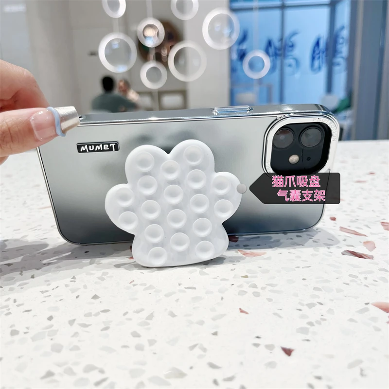 360 Degree Rotation Phone Holder Stand Cat Claw Design Airbag Sticky Phone Grip Cute Suction Cup Phone Holders