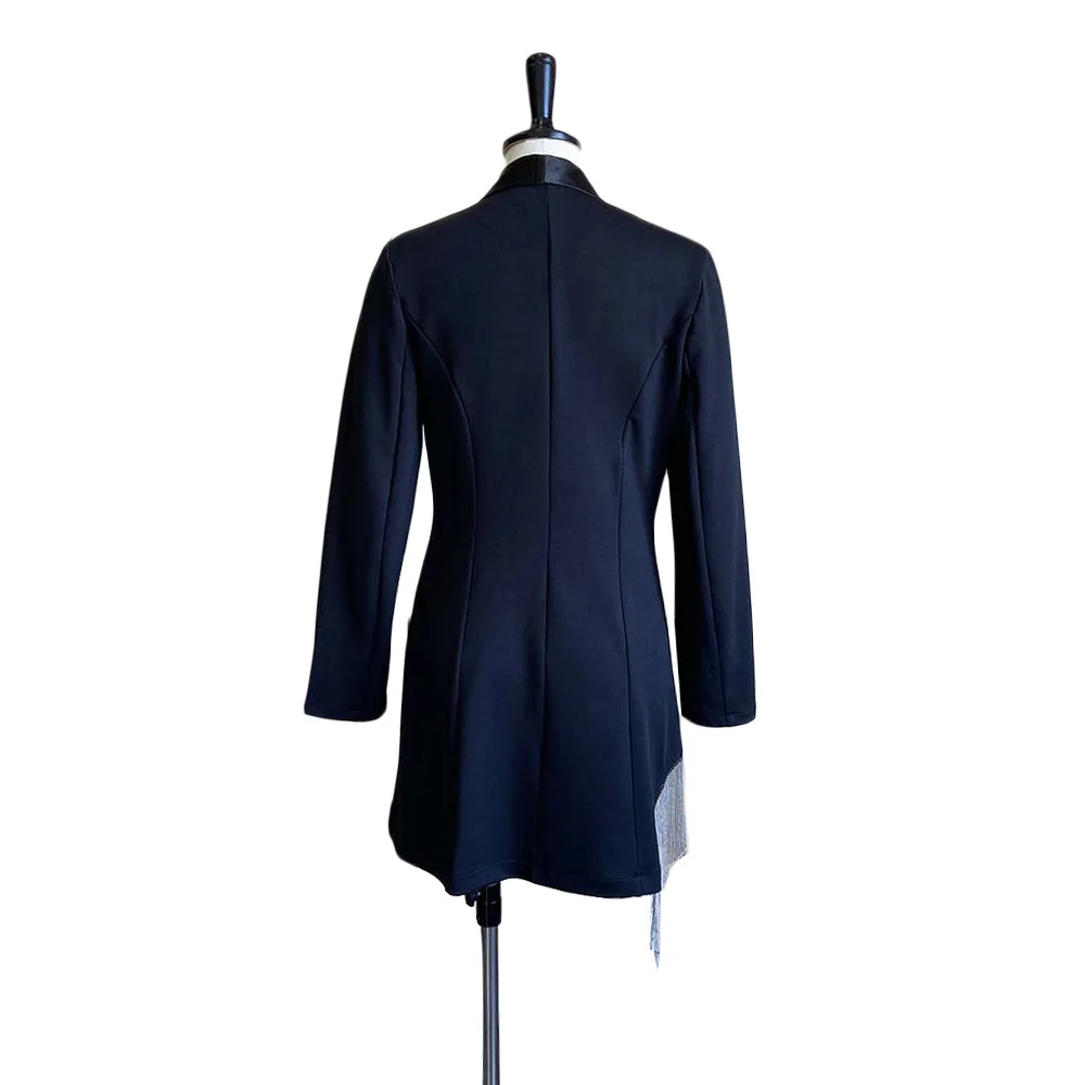 Fall Mini Dress Solid Color High Waist Slim Fit Tassel Cardigan Fashion Sexy Black Plus Size Dresses Women Office Dress