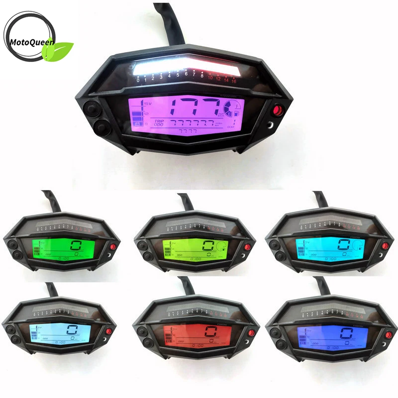MOTOQUEEN オートバイ タコメーター アワーメーター デジタル スピード