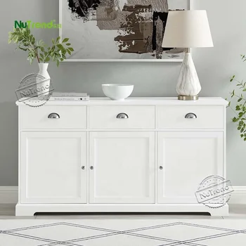 High Quality Customized Solid Wood Modern Apartment Restaurant Large Capacity White Sideboard