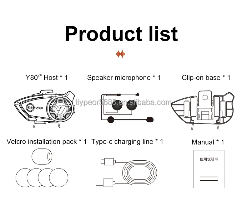 product tiypeor motorcycle helmet intercom bt headset v50 hands free call wireless noise reduction waterproof 1000m interphone-11