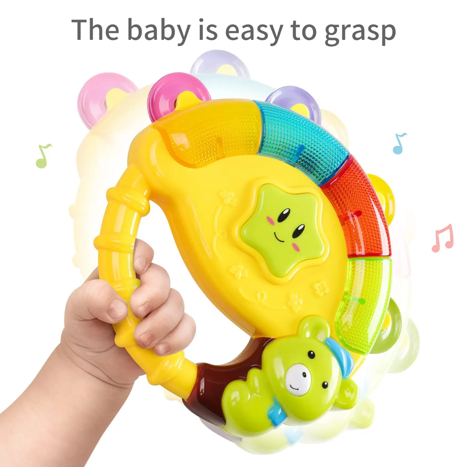 Baby Tambourine With Multiple Music Song Lighting Modes Cartoon Baby Music Bell Toys Activity