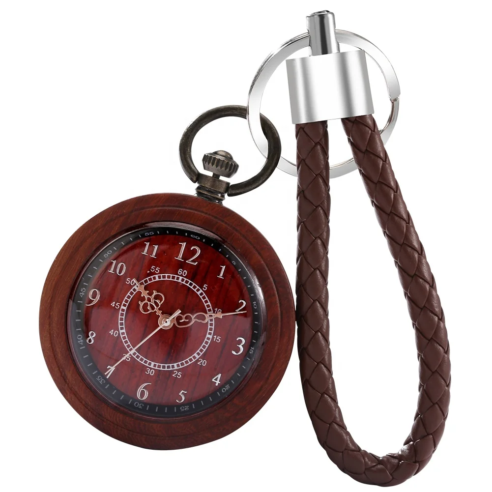 Reloj de bolsillo de madera antigua hecho a mano, Vintage, japonés