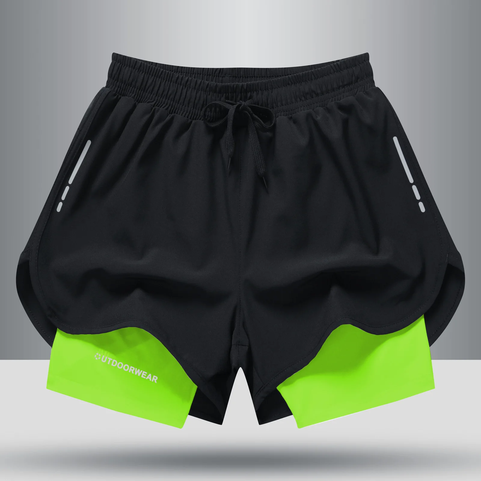 Gym Shorts 2 In 1 Polyester Quick Dry Outdoor Compression Shorts ...