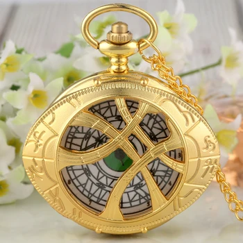 Marvel Movie Souvenir Gift Jewelry Clock Necklace Chain Pendant Antique Hollow Eye Shape Quartz Pocket Watch For Men Women