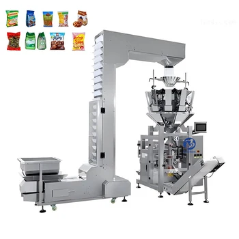 Vertical Vffs Salt Sugar Oat Corn Maize Cereals Sesame Msg Volumetric Cup Multihead Weigher Vaccum  Sealer Packing Machine