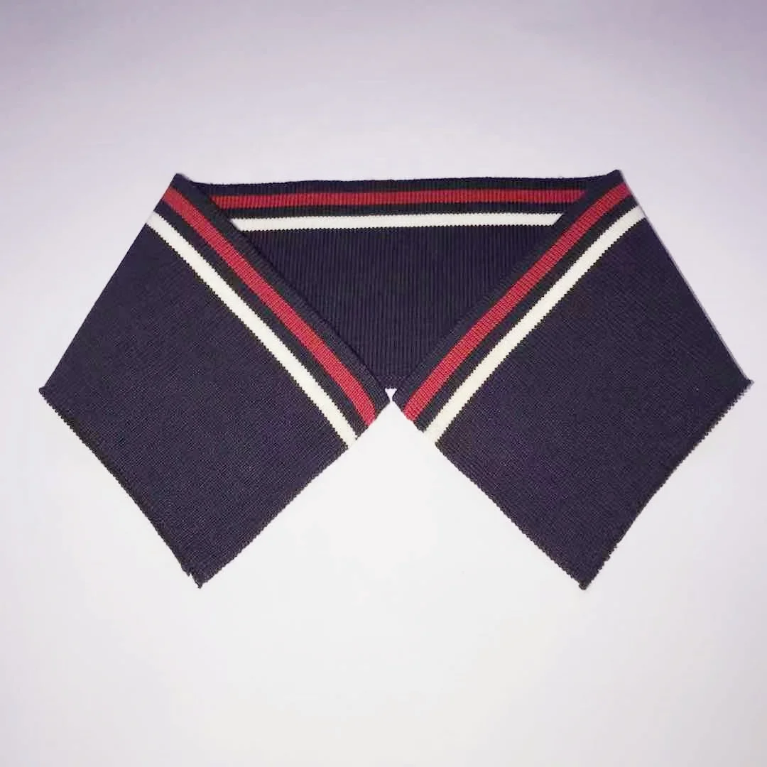 【KOOLOSET】Cotton Stripe Collar Half Knit Custom 95% Cotton 5% Spandex Flat Knit Collar - Fashion Trim
