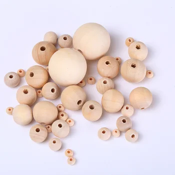 YDS Natural Baby Round Teething Wood Beads 4-50mm Wooden Beads