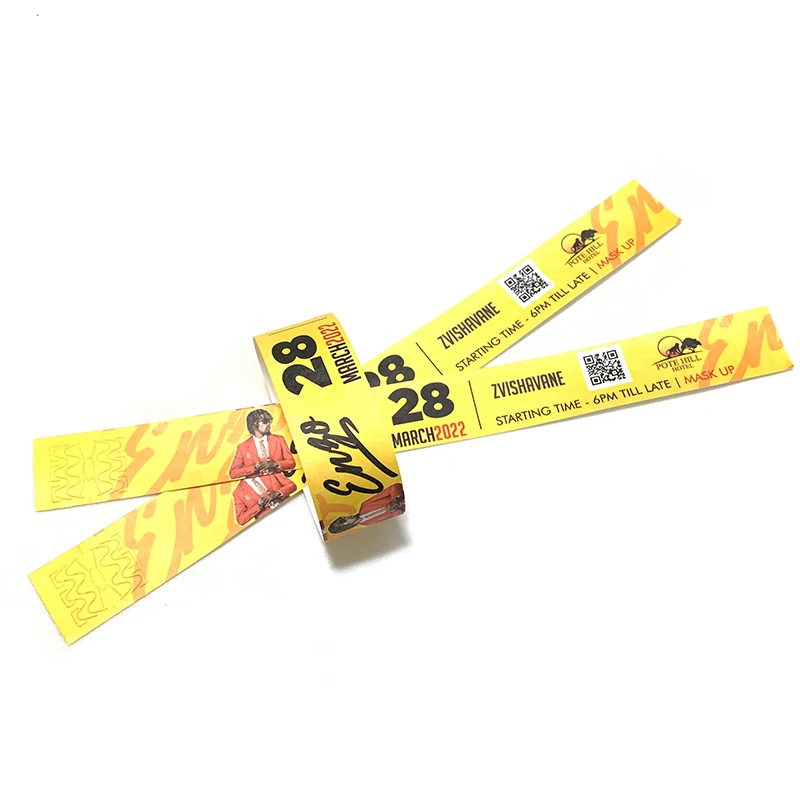 Fast Shipping One Time Use Waterproof Paper Wristbands for Events Rfid Tyvek Wristband With Logo Custom