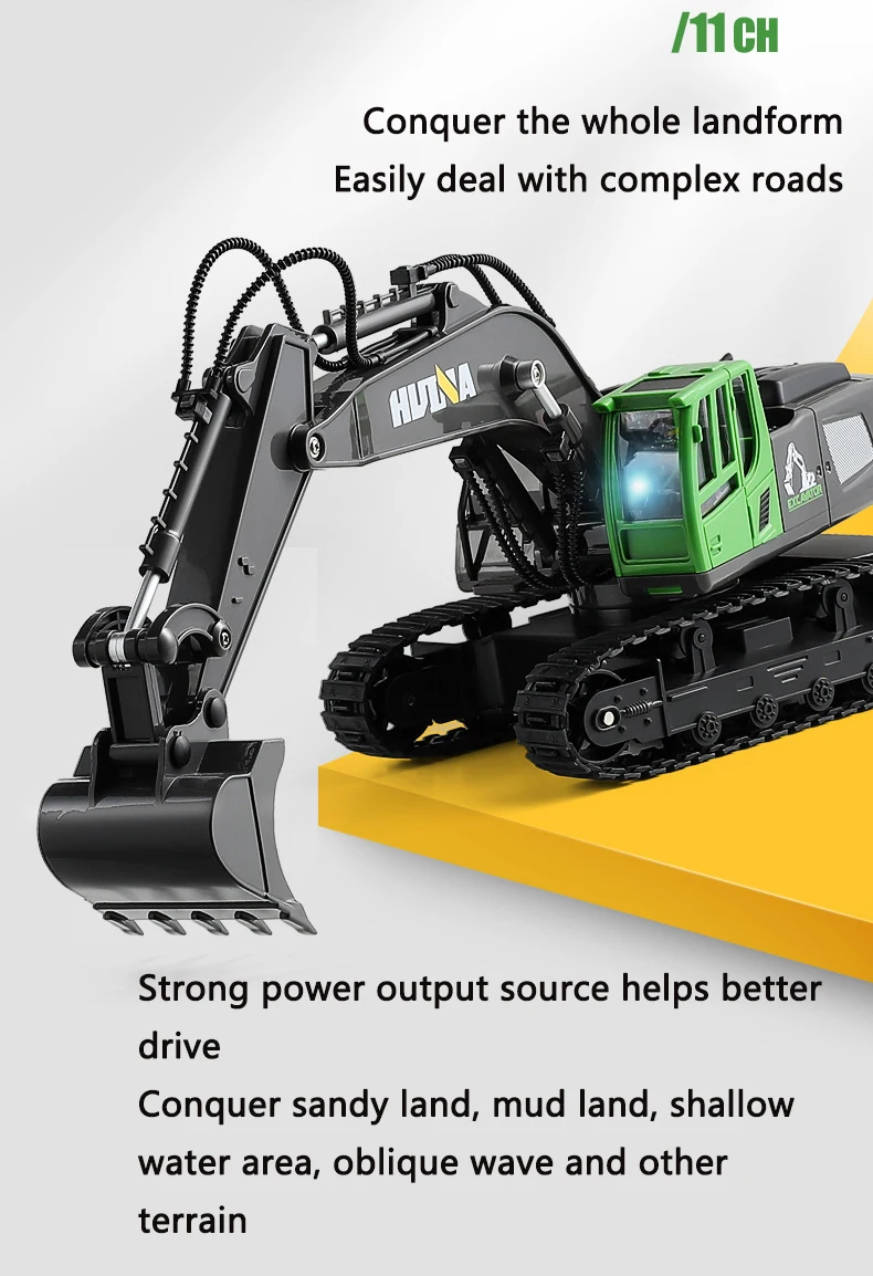 Excavator Toy Boys Excavators Metal Shovel Kids 1/18 Scale Vehicle