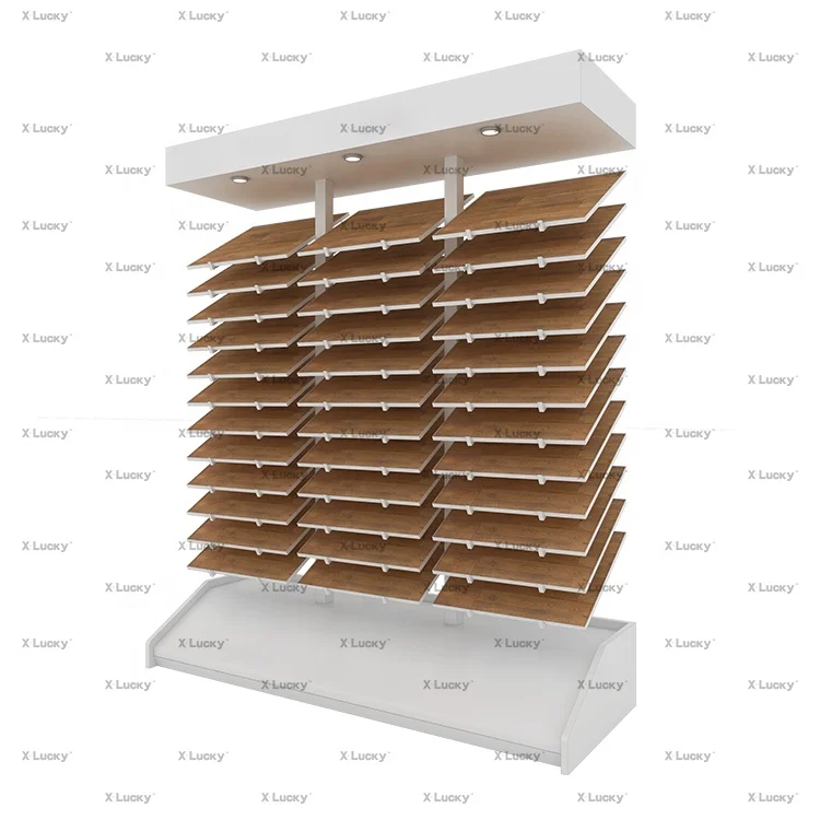 New Arrival Factory Page Turn Sample Display Wooden Flooring Stand Floor Laminate Parquet Display Stand Racks Showroom Tile Rack
