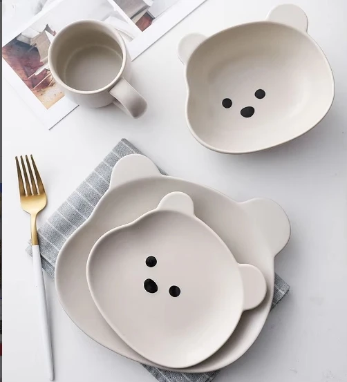 product fenn nordic style low moq cartoon animal shape cute dishes plate porcelain salad plate set of 6 ceramic dinner plate for gifts-57