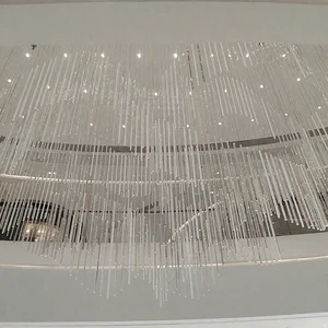 High Quality Contemporary Triangular Rod Glass Crystal Pendant Lamp Big Oval Chandelier for Commercial Hotel Lobby