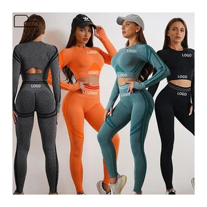 Top Ranking Custom Sexy Sportswear Gym Active Wear Long Sleeve High Waisted Seamless Leggings Fitness Yoga Clothes for Women