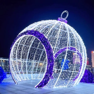 Large Outdoor Garden Lights Customized Luminous Wrought Iron Christmas Ball Decorative Lighting