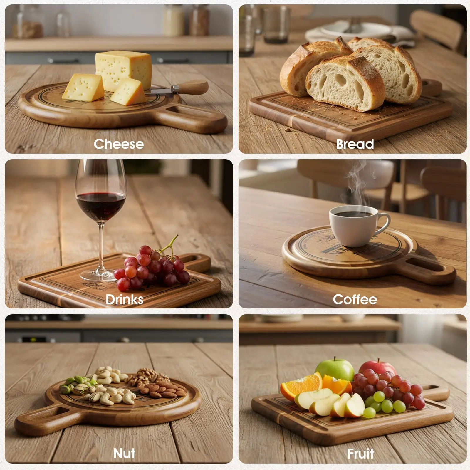 product custom wood cheese board set of 2 engraved handle charcuterie platter  cutting board for kitchen countertop chopping board-3