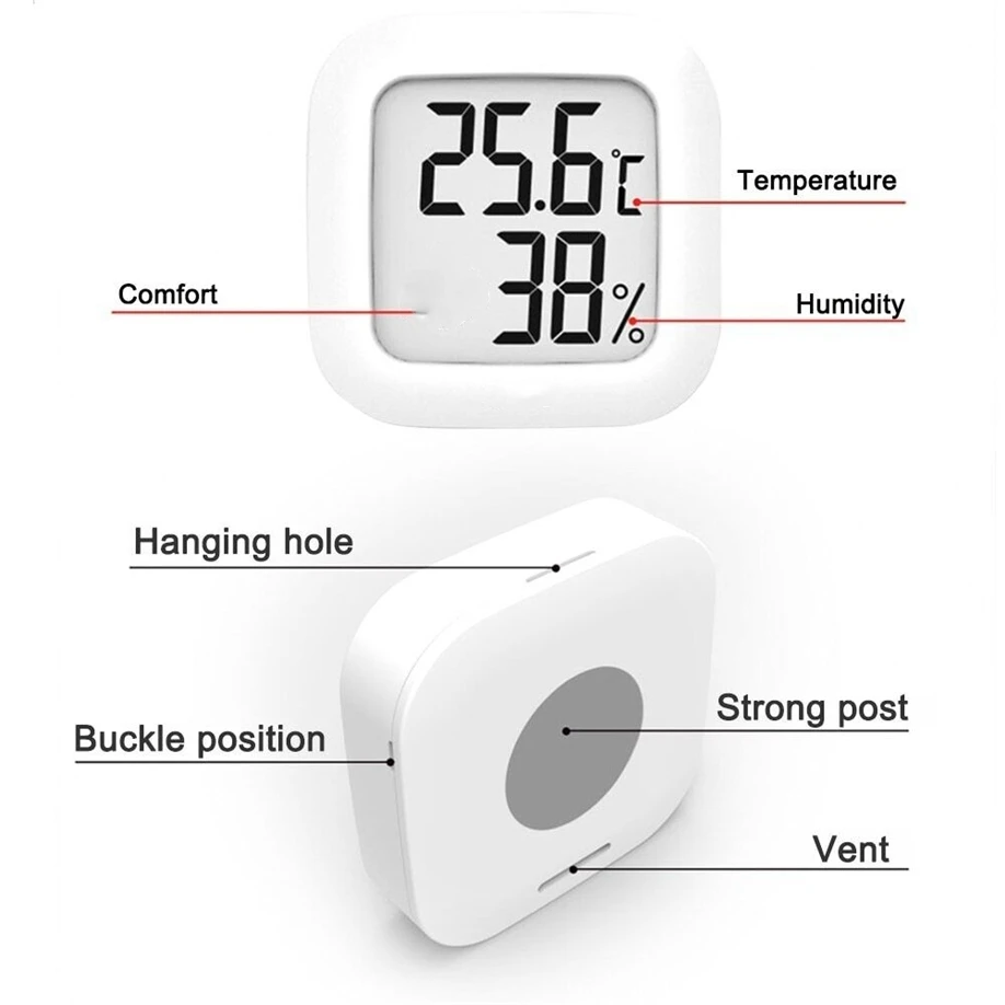 Digital Mini Hygrometer with Built-In Indoor Thermometer and Humidity Meter  with Comfort Scale