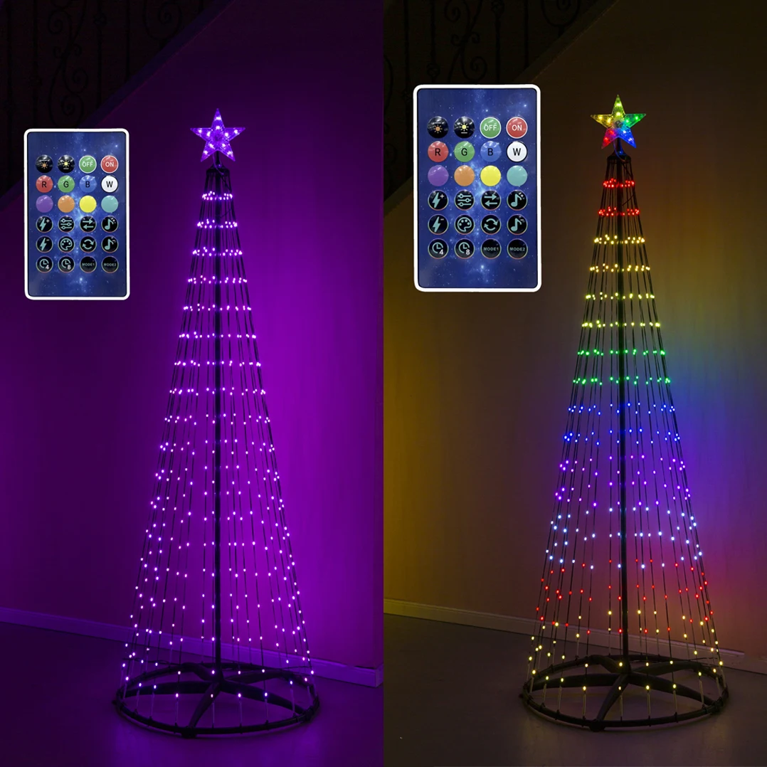 Rgb Remote Control Smart Light Holiday Festival Decorative Christmas Decoration Tree Shape Led 6749